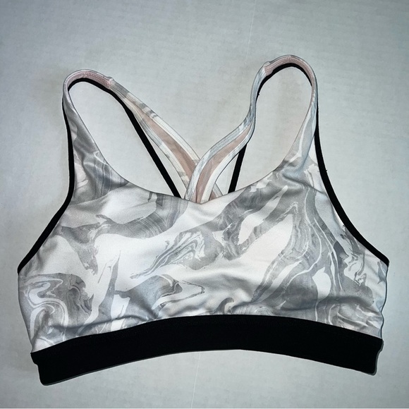 Athleta Other - Athleta transcend sports Bra in white and gray marble with black size small.